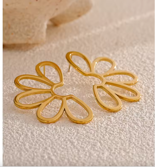 Gold Statement Flower Studs