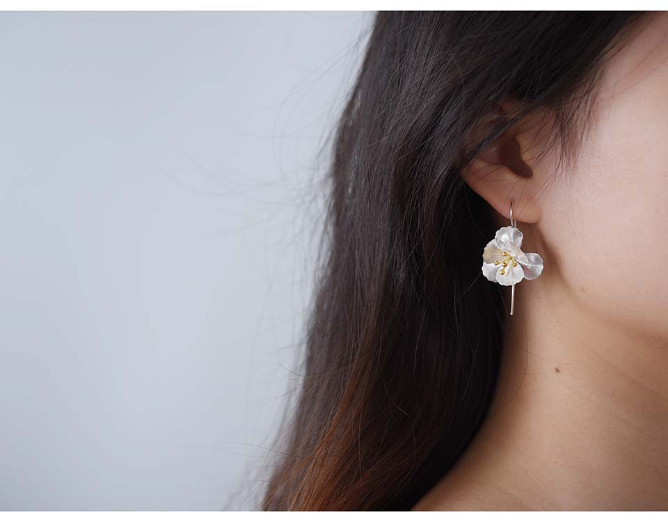 Sterling silver Cherry blossom flower earrings