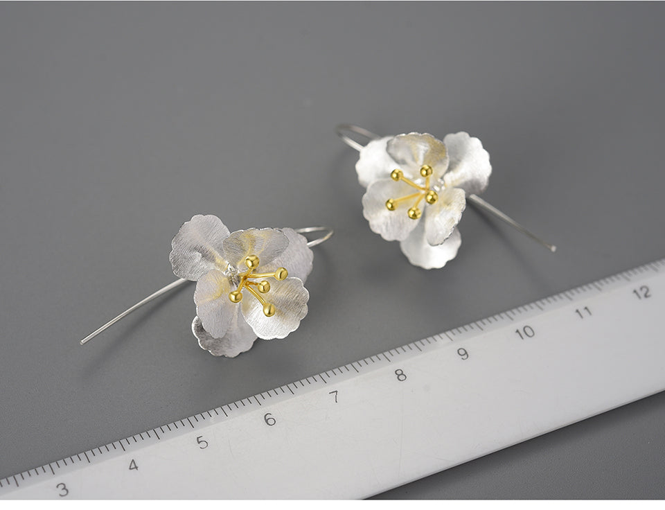 Sterling silver Cherry blossom flower earrings