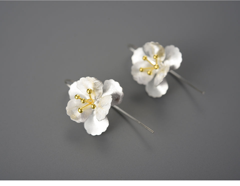 Sterling silver Cherry blossom flower earrings