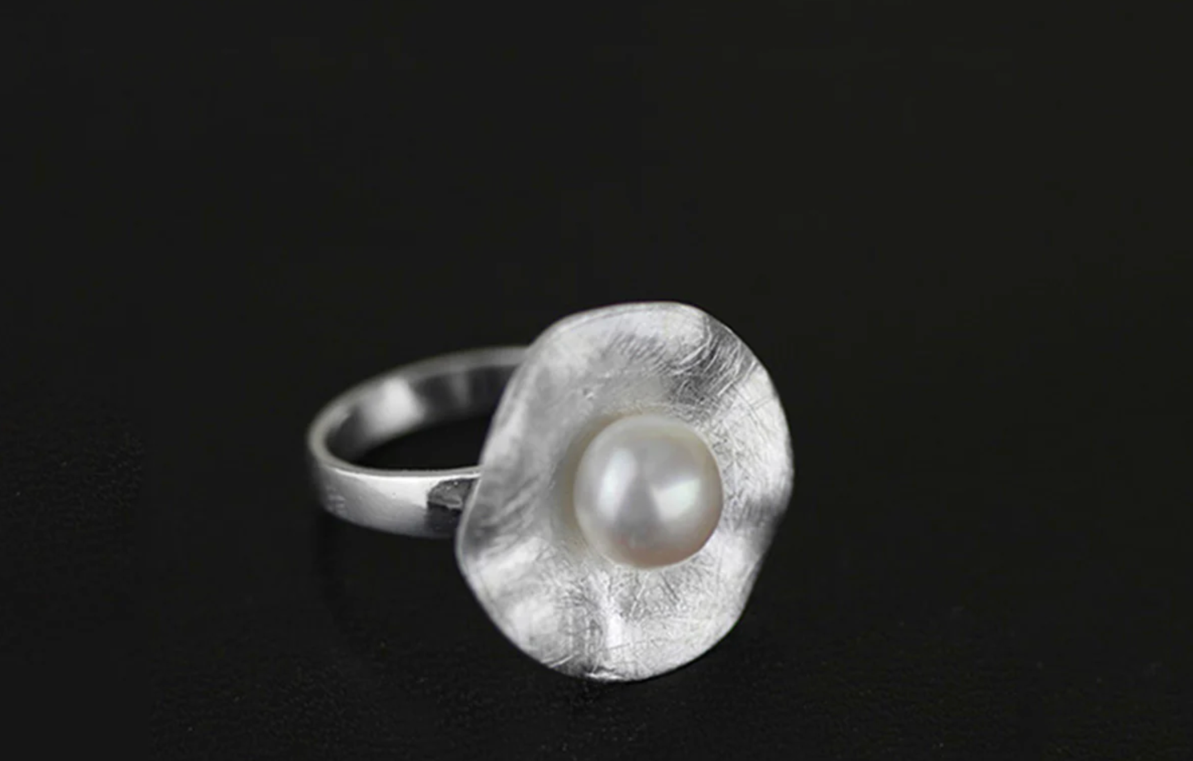 natural pearl silver ring