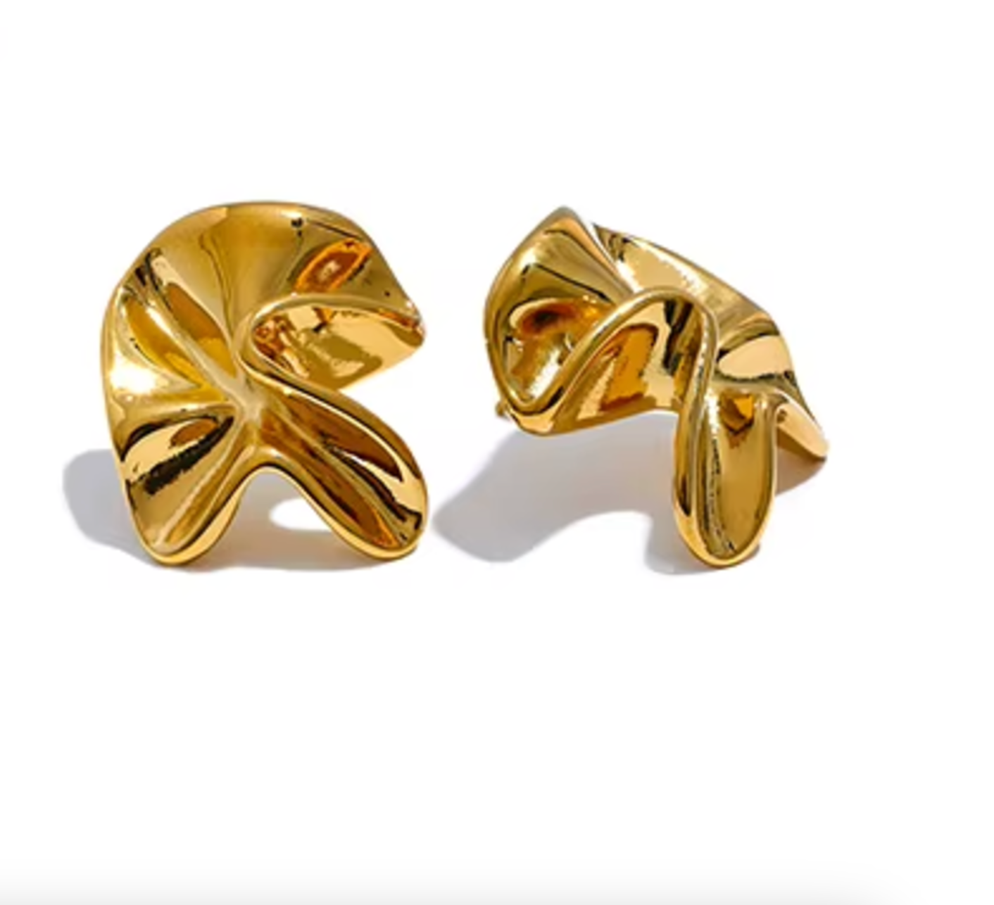 Gold Irregular Flower Stud