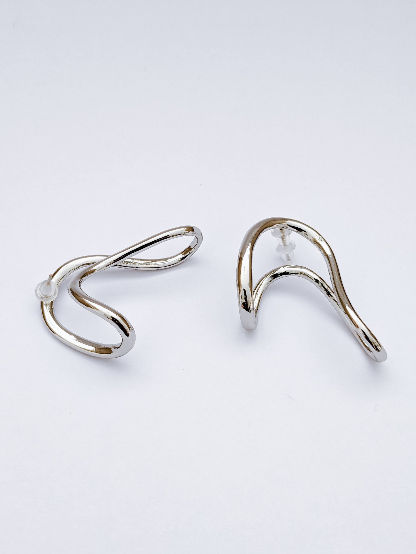 silver irregular statement studs