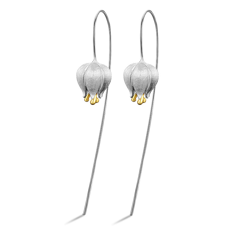 Tulip flower earrings sterling silver