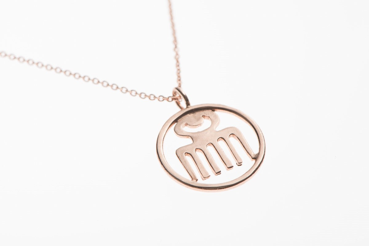 Duafe adinkra symbol rose gold